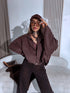 "MANAGE 32371" suede-like jacket - choco